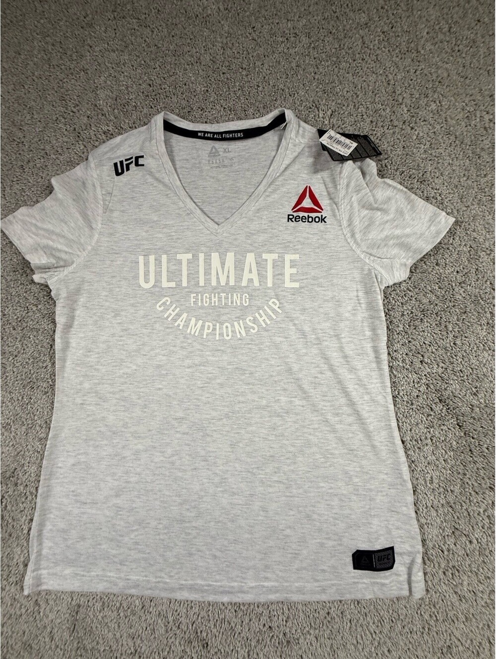 Reebok Womens UFC Fight Night Ultimate Fight for peace T-Shirt Light Gray XL